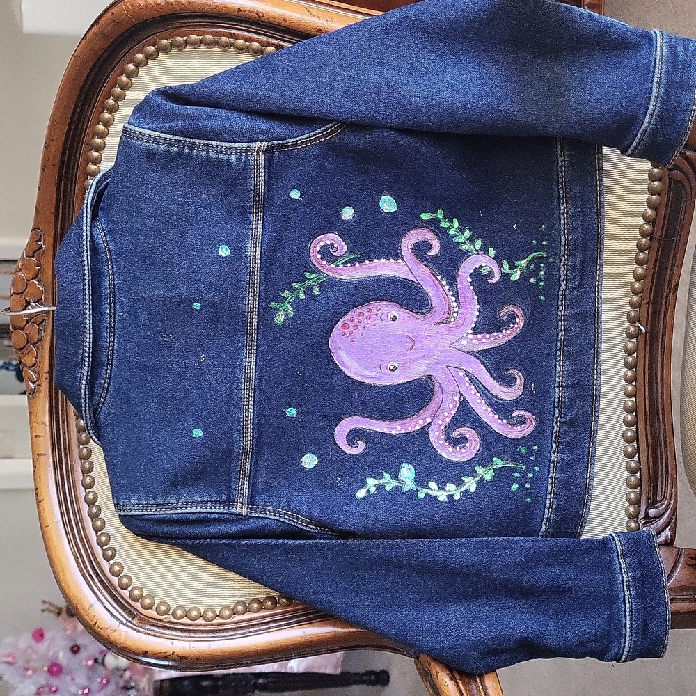 Handpainted denim jacket - Picture 1 of 4